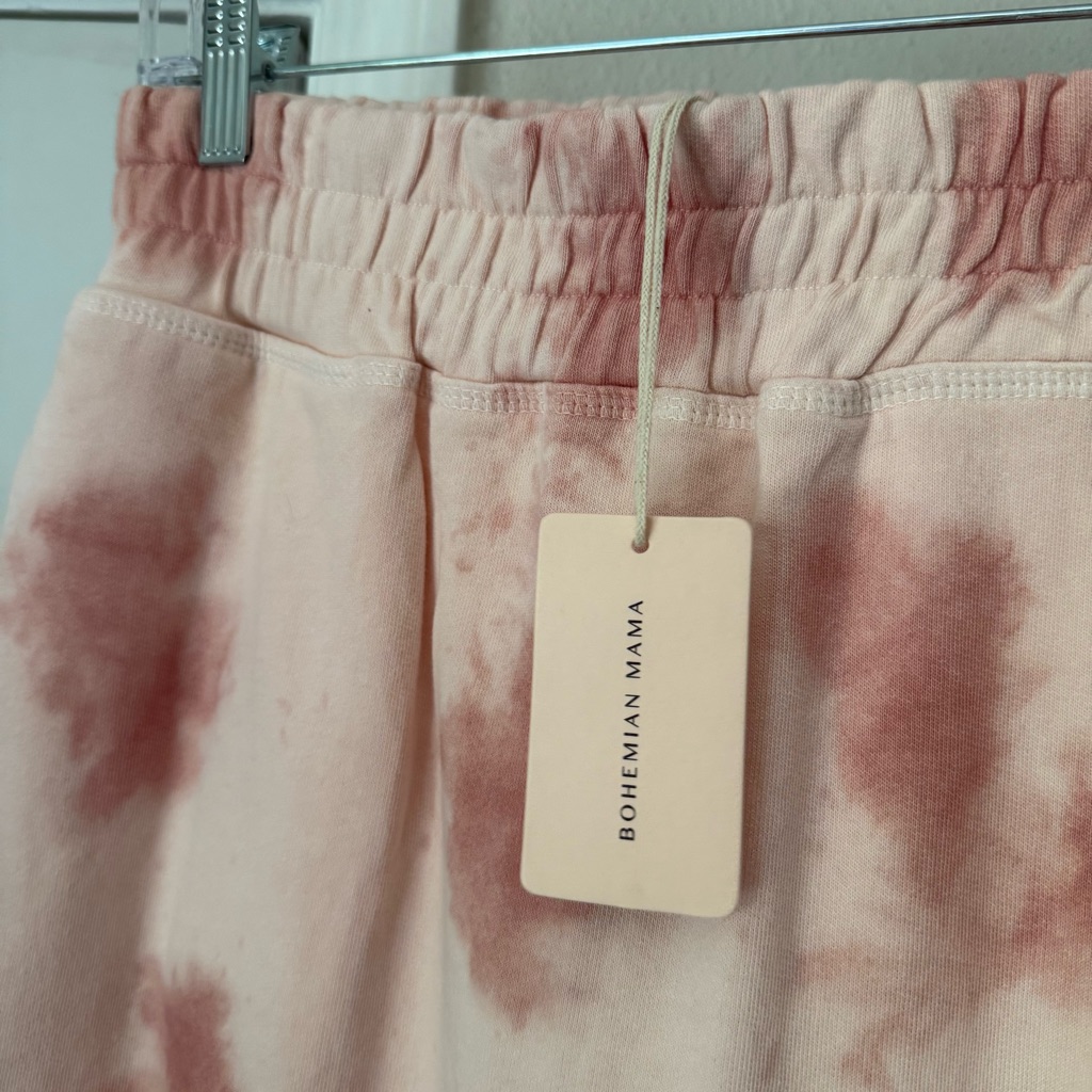 Nwt Bohemian Mama Pink Tie Dye Cotton Terry Knit Elastic Waist Maxi Skirt — image 6 of 8